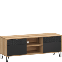 Dwudrzwiowa szafka RTV Dąb Evok / Czarny BELLANO Podstawowe