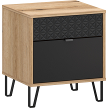 Szafka nocna z szufladą Dąb Evok / Czarny BELLANO Podstawowe