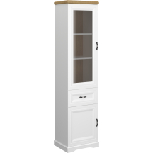 Biała witryna dwudrzwiowa wysoka z szufladą RIVA Podstawowe