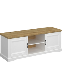 Szafka RTV 2 półki i 2 drzwi Biały / Dąb Harbor RIVA Podstawowe