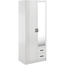 Szafa z lustrem dwudrzwiowa z ryflowanym frontem KAMI Biały Mat KAMI Podstawowe