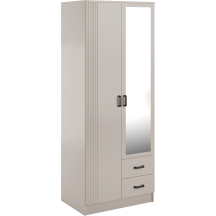 Szafa z lustrem dwudrzwiowa z ryflowanym frontem KAMI Kaszmir Mat KAMI Podstawowe