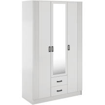 Szafa z lustrem trzydrzwiowa z ryflowanym frontem KAMI Biały Mat KAMI Podstawowe