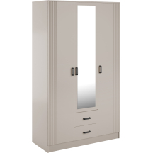 Szafa z lustrem trzydrzwiowa z ryflowanym frontem KAMI Kaszmir Mat KAMI Podstawowe