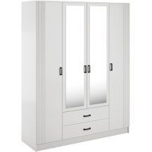 Szafa z lustrem 4-drzwiowa z ryflowanym frontem KAMI Biały Mat KAMI Podstawowe