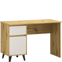 Biurko 120 cm z szufladą i drzwiami BORG Dąb Artisan / Kaszmir Mat BORG Podstawowe