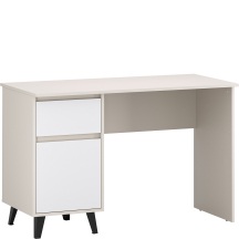 Biurko 120 cm z szufladą i drzwiami BORG Dąb Kaszmir Mat / Biały Mat BORG Podstawowe