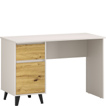 Biurko 120 cm z szufladą i drzwiami BORG Dąb Kaszmir Mat / Dąb Artisan BORG Podstawowe