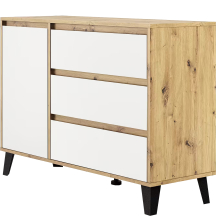 Komoda jednodrzwiowa z 3 szufladami BORG Dąb Artisan / Biały Mat BORG Podstawowe