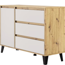 Komoda jednodrzwiowa z 3 szufladami BORG Dąb Artisan / Kaszmir Mat BORG Podstawowe