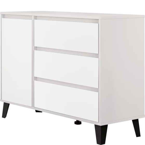 Komoda jednodrzwiowa z 3 szufladami BORG Dąb Kaszmir Mat / Biały Mat BORG Podstawowe