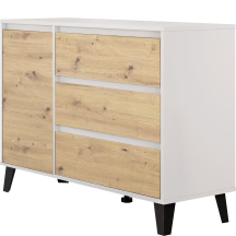 Komoda jednodrzwiowa z 3 szufladami BORG Dąb Kaszmir Mat / Dąb Artisan BORG Podstawowe