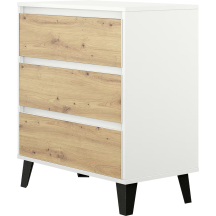 Komoda z 3 szufladami BORG Biały Mat / Dąb Artisan BORG Podstawowe