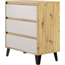 Komoda z 3 szufladami BORG Dąb Artisan / Kaszmir Mat BORG Podstawowe