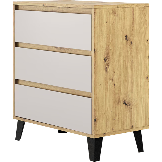 Komoda z 3 szufladami BORG Dąb Artisan / Kaszmir Mat BORG Podstawowe
