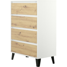 Komoda z 4 szufladami BORG Biały Mat / Dąb Artisan BORG Podstawowe
