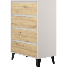 Komoda z 4 szufladami BORG Dąb Kaszmir Mat / Dąb Artisan BORG Podstawowe
