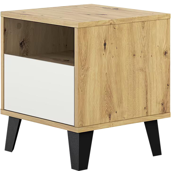 Szafka nocna z szufladą BORG Dąb Artisan / Biały Mat BORG Podstawowe