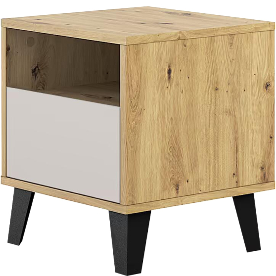 Szafka nocna z szufladą BORG Dąb Artisan / Kaszmir Mat BORG Podstawowe