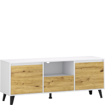 Szafka RTV 2D1S pod telewizor BORG Biały Mat / Dąb Artisan BORG Podstawowe