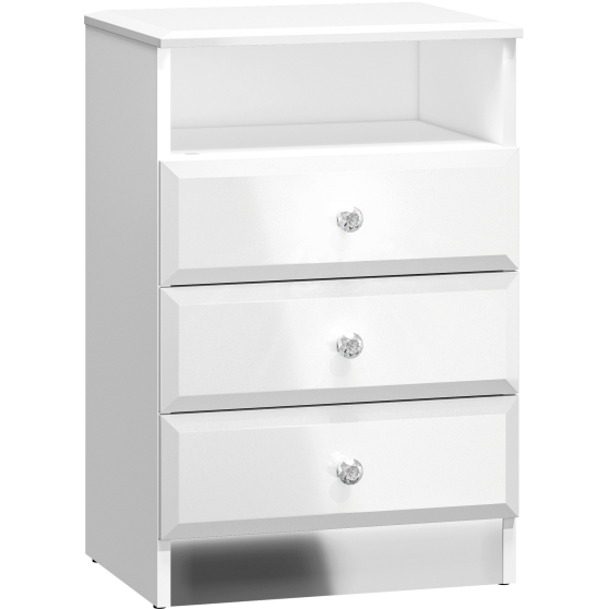 Wysoka szafka nocna w stylu glamour Biały Połysk GLAMOUR Podstawowe