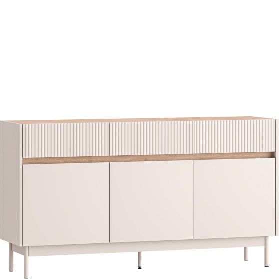 Komoda 154 cm z cichym domykiem 3 drzwi 3 szuflady Kaszmir DUNEA Podstawowe