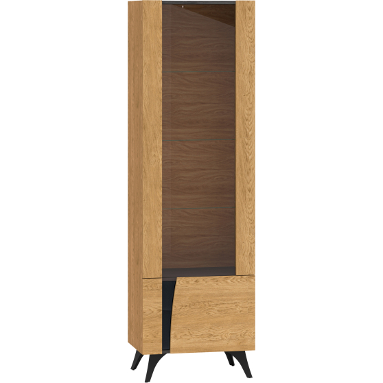 Witryna wysoka pojedyncza Prawa Dąb Baltic / Czarny TOSCANIA Podstawowe