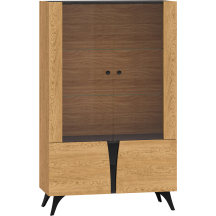 Kredens z witryną Dąb Baltic / Czarny TOSCANIA Podstawowe