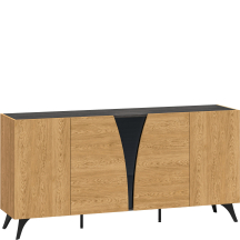 Komoda z cichym domykiem 4-drzwiowa 170 cm Dąb Baltic / Czarny TOSCANIA Podstawowe