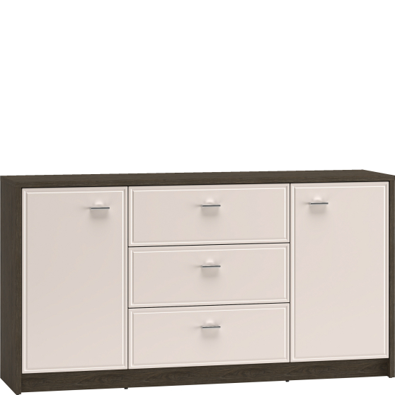 Komoda z cichym domykiem 2-drzwiowa 3 szuflady front Kaszmir Połysk AVANTE Podstawowe