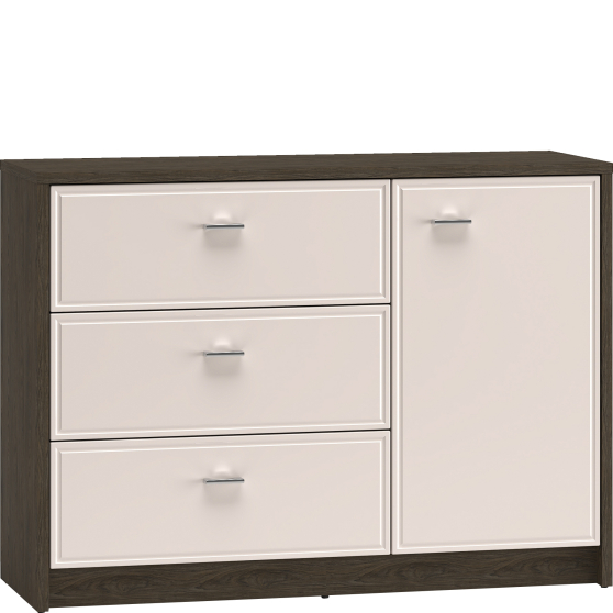 Komoda z cichym domykiem 1-drzwiowa 3 szuflady front Kaszmir Połysk AVANTE Podstawowe