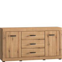 Duża komoda 2-drzwiowa 3 szuflady Dąb Evoke DORA Podstawowe