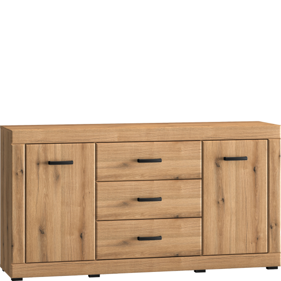 Duża komoda 2-drzwiowa 3 szuflady Dąb Evoke DORA Podstawowe