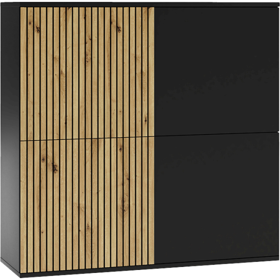 Komoda ROSS 4-drzwiowa Dąb Artisan / Czarny Mat Podstawowe (3)