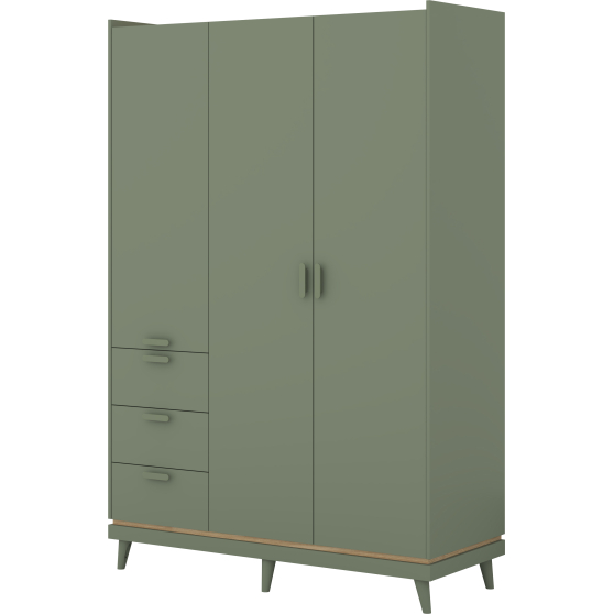 Szafa trzydrzwiowa z szufladami Dąb Olej / Zgaszona Zieleń 24GDOH19 TYP-19 SCANDI Podstawowe