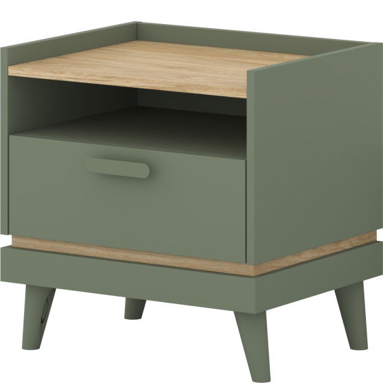 Stolik nocny 1 szuflada Dąb Olej / Zgaszona Zieleń 24GDOH22 TYP-22 SCANDI Podstawowe