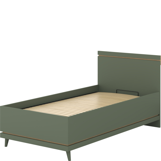 Łóżko 100 x 200 ze stelażem i pojemnikiem Dąb Olej / Zgaszona Zieleń 24GDOH54 TYP-54 SCANDI Podstawowe
