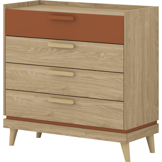 Komoda z szufladami Dąb Olej / Ceglany 24KSND27 TYP-27 SCANDI Podstawowe