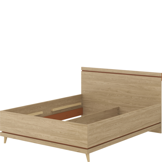Łóżko 160 x 200 bez stelaża Dąb Olej / Ceglany 24KSND31 TYP-31 SCANDI Podstawowe