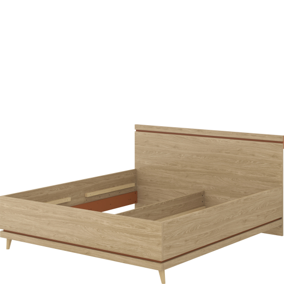 Łóżko 180 x 200 bez stelaża Dąb Olej / Ceglany 24KSND32 TYP-32 SCANDI Podstawowe