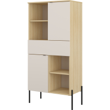 Wysoka komoda z drzwiami i szufladami Dąb Lindberg / Kaszmir 24LKOG42 TYP-42 ORE Podstawowe