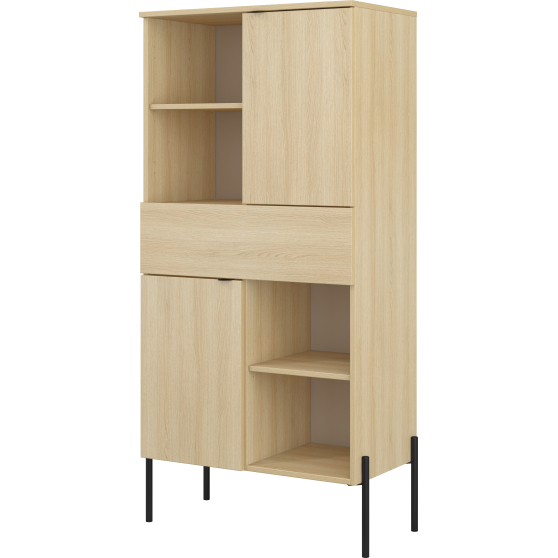 Wysoka komoda z drzwiami i szufladami Dąb Lindberg 24LGOG42 TYP-42 ORE Podstawowe