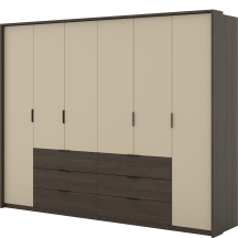 Szafa MOLA 274 cm 6 drzwi 6 szuflad Dąb Dunin / Beż Jasny 24D1OI29 TYP-29 Podstawowe