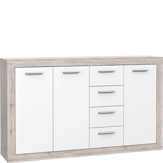 Komoda 150 cm z szufladami i drzwiami BCCK241-T19 Dąb Piaskowy / Biały BACCIO Podstawowe