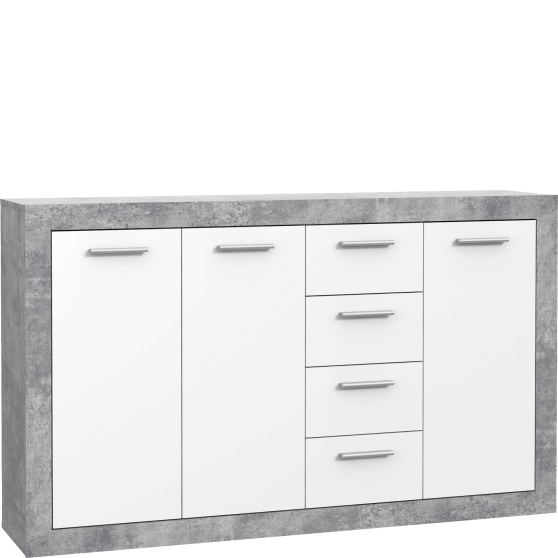 Komoda 150 cm z szufladami i drzwiami BCCK241-C264 Beton Jasnoszary / Biały BACCIO Podstawowe