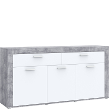 Komoda duża z szufladami i drzwiami ZMBK233-C264 Beton Jasnoszary / Biały ZUMBA Podstawowe
