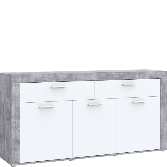 Komoda duża z szufladami i drzwiami ZMBK233-C264 Beton Jasnoszary / Biały ZUMBA Podstawowe