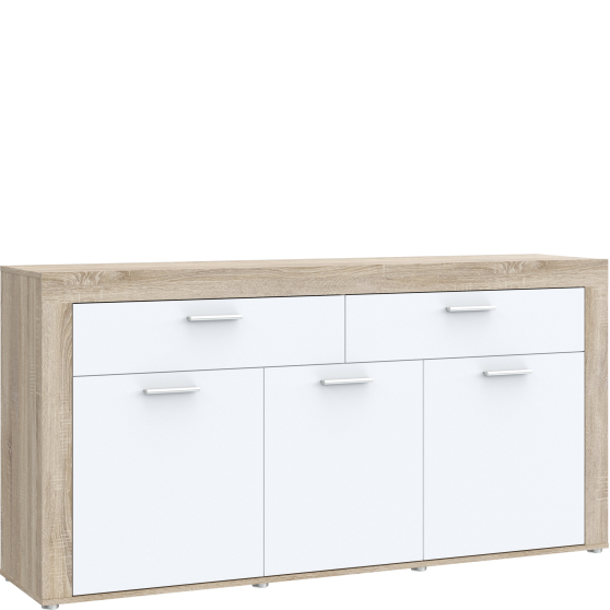 Komoda duża z szufladami i drzwiami ZMBK233-Q36F Dąb Sonoma / Biały Uni ZUMBA Podstawowe