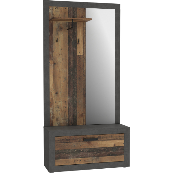 Przedpokój 90 cm ZMBD04-C764 Beton Ciemnoszary / Old Wood Vintage ZUMBA Podstawowe