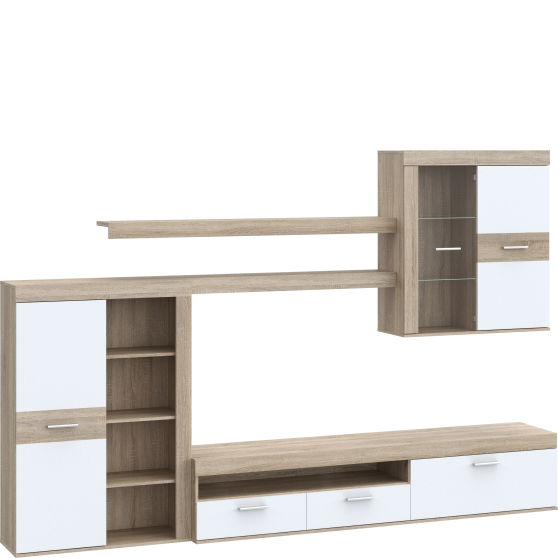 Zestaw mebli do salonu ZMBM01L-Q45F Dąb Sonoma / Biały Uni ZUMBA Podstawowe